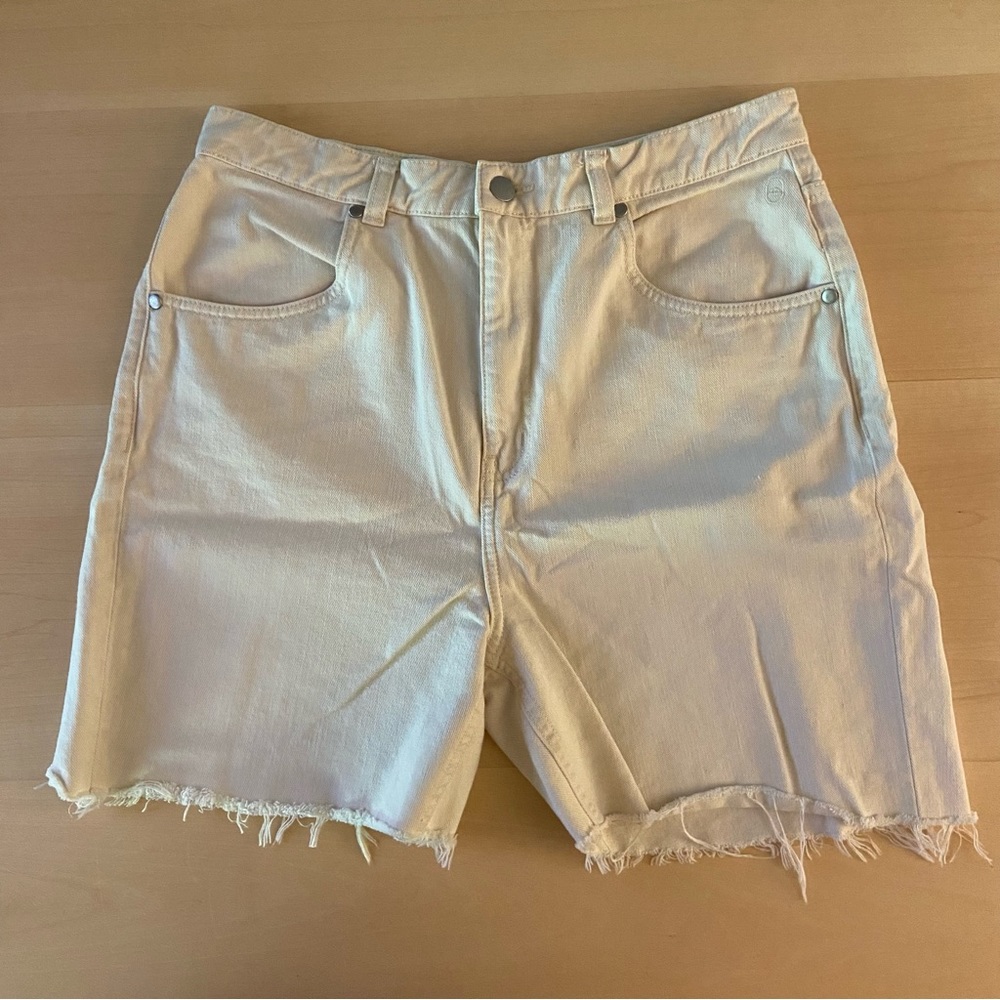 KOTN High Waist Women Cut Off Shorts - Cream